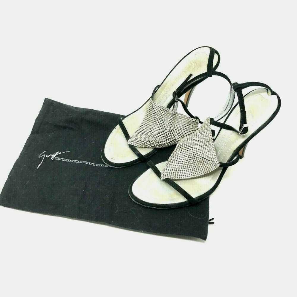 Giuseppe Zanotti Black Suede Embellished Sandal 36